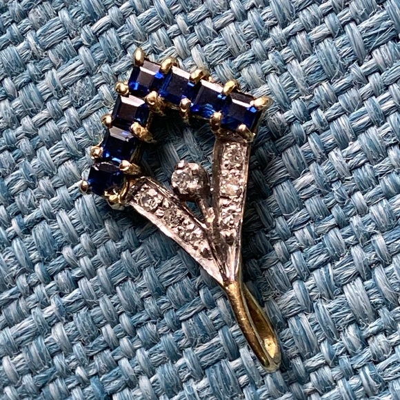 Genuine Sapphires and Diamonds 14k Gold Pendant - Picture 12 of 17
